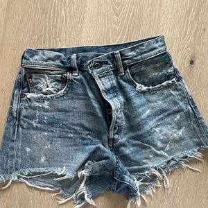 Moussy paint denim shorts